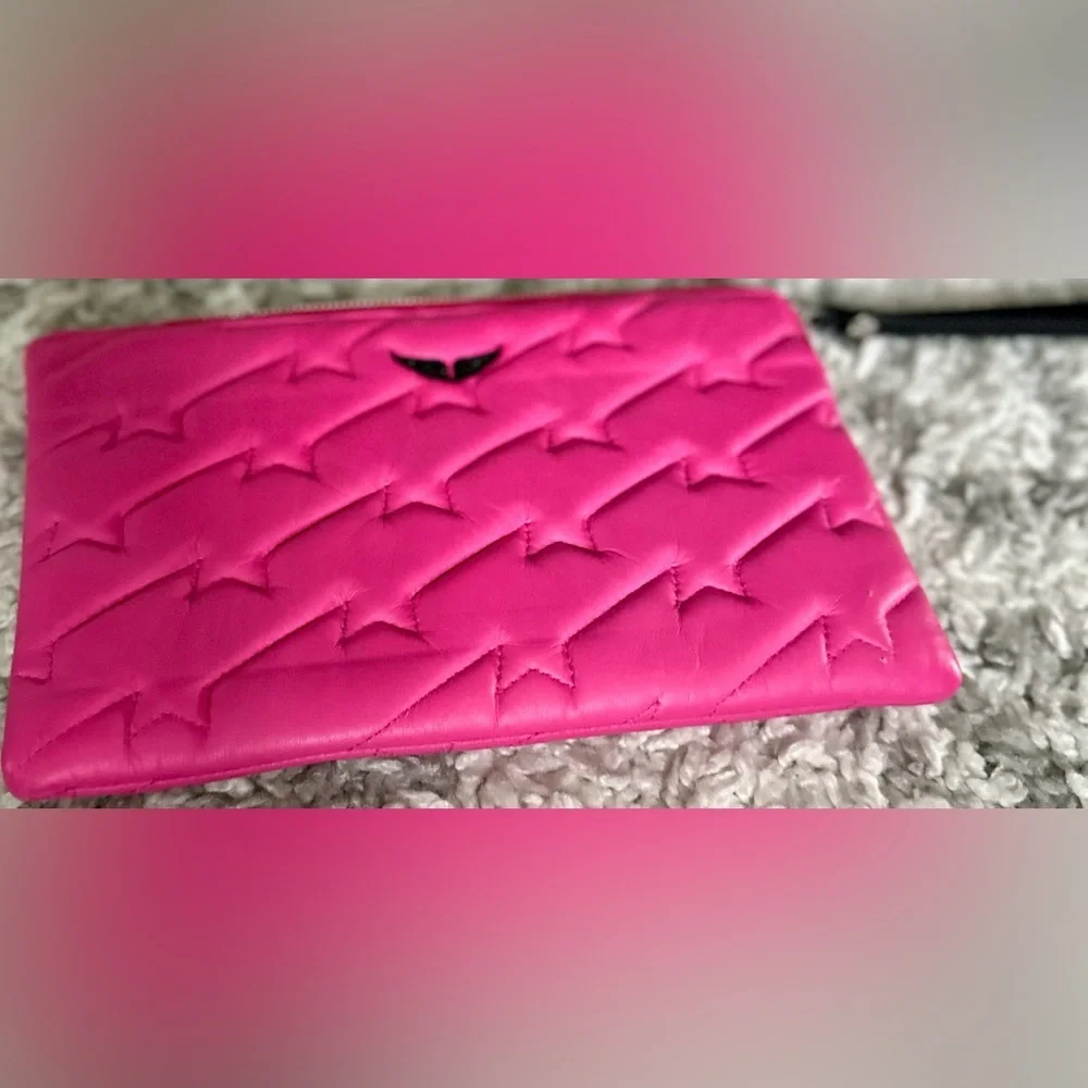 ‼️RARE‼️🎸Zadig & Voltaire🎸🔥NWOT🔥Uma Wing Quilted Leather Wristlet/Clutch in Pink - Picture 5 of 15